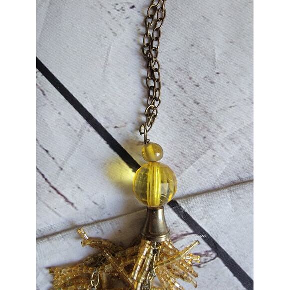 Vintage Glass Beaded Dangling Tassels 2 Ornaments Gold Pink White - Picture 3 of 9